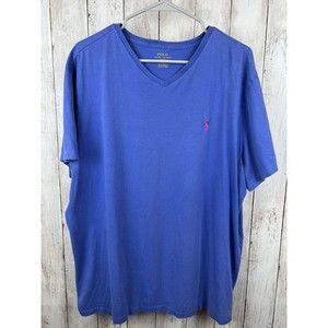 Ralph Lauren Sport Womens XL V Neck Short Sleeve Blue Polo Pony